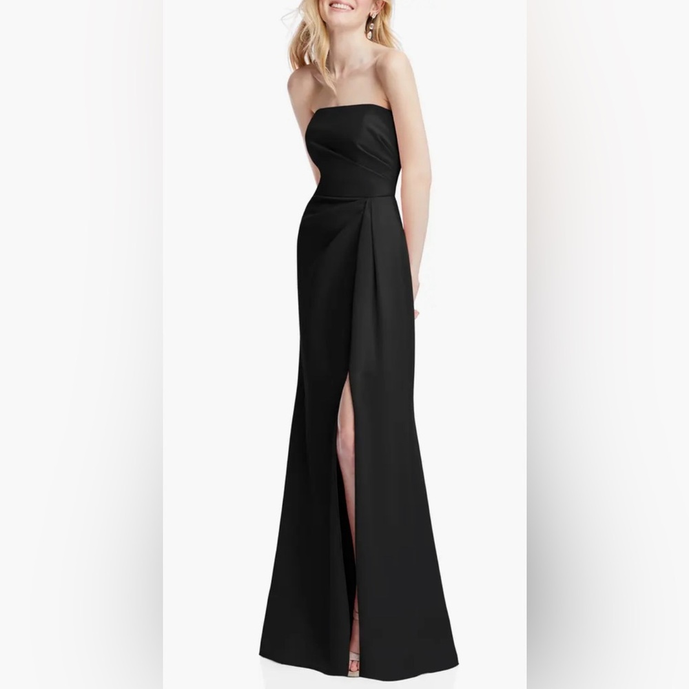 After Six Black Crepe Strapless Evening Gown Size 8
